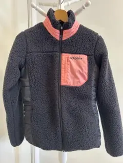 adidas フリースジャケット グレー/ピンク Lサイズ