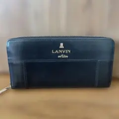 ランバンオンブルー　長財布　レザー　黒　お札入れ　カード入れ　小銭入れ　ドット柄