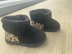 ヒョウ柄　14cm キッズブーツ　ムートン