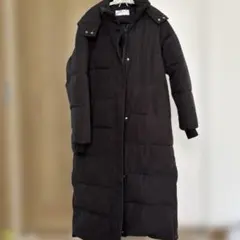 ブラック ロングダウンジャケット XL ベンチコート