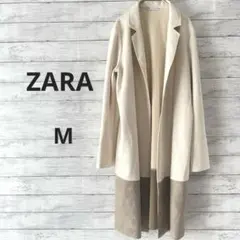 【ザラ】ZARA スエード 風 ロングコート　ベージュ ブラウン M お洒落