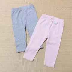 babyGAP　フリル裾レギンス　グレー/ピンク　シンプル　2枚セット　80cmのサムネイル