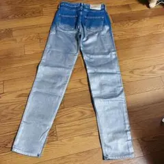 H&M シルバー 銀 箔プリント グラデーション ストレートデニム 美品 送料込