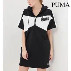 PUMA フード付きワンピース M ブラック/ホワイト