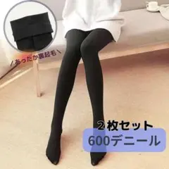 2枚セット タイツ ストッキング 裏起毛 レディース ブラック 防寒 極暖