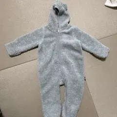 GAP フリース フード付きロンパース グレー