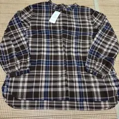 SELF SERVICE 刺し子ドビーチェックブラウス L
