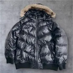 Y2K old UNIQLO プレミアムダウンジャケット 黒 ファー 短丈 XL