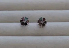 多色トルマリン 花形ピアス