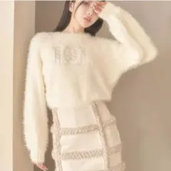 darich キルトロゴシャギーニットトップス