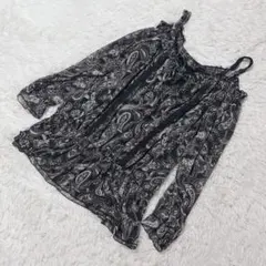 c8651 チュニック 長袖 黒 白 総柄 大きいサイズ