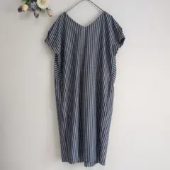 バックナンバー【Fサイズ】Vネックフレンチスリーブシャツワンピース膝下チュニックのサムネイル