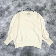 【Maglie】ニット ホワイト M 毛90%カシミヤ10% Vネック やわらか