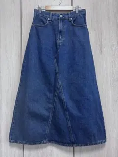 無印良品　木の実から作ったカポック混デニム Aラインスカート　ライトブルー　M