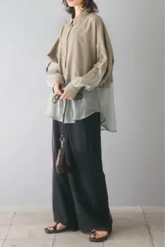 ツイルレイヤードチュールパンツ レイヤード風ワイドパンツ　パンツ　 ESICA