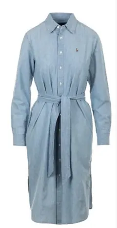 【新品未使用品】ポロラルフローレン ロングシャツワンピース ポニー刺繍 リボン付