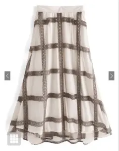 GRL グレイル レース刺繍チェック柄フレアスカート[tu507] オフベージュ