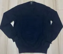 ユニクロ　カシミヤ100%　Vネックセーター　ネイビー　Lサイズ　メンズ