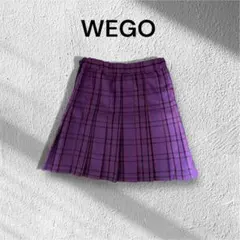 WEGO パープル　チェック プリーツ　ミニスカート XS レディース