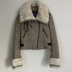 美品 バーバリーブルーレーベル レザーベルト キルティング ジャケット 38