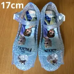 美品　アナ雪 LED 光るサンダル 17 エルサ アナ キッズ ブルー 子供靴