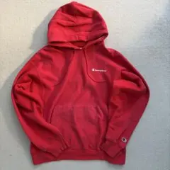 【00s】Champion レッドパーカー L 刺繍ロゴ フェード感 雰囲気抜群