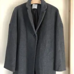 【& green life】グレー ドロップショルダー　ロングチェスターコート