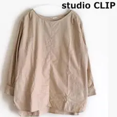 studio CLIP コットン ランドヘム ブラウス M ベージュ