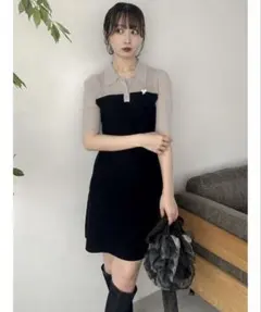 dazzlin シアーポロニットワンピース