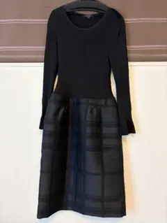 BURBERRY ブラック 長袖 ひざ丈ワンピース 38
