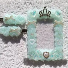 ホイップデコ　トレカケース　デコカードケース　緑　白　グリーン　ミント　レジン