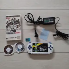 極美品★psp3000本体★白×青★新品バッテリー、ゲーム、メモリー、充電器付き