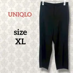 UNIQLO【XL】サテンリラックスストレートパンツ ブラック ウエストゴム