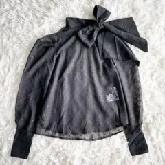 美品✨現行✨Bibiy. ビビィ シアーブラウス ドット柄 長袖　ボウタイ　黒