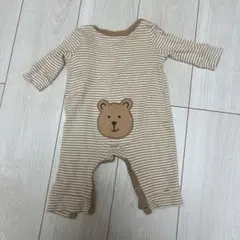 baby Gap クマ刺繍ストライプロンパース