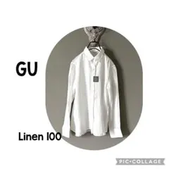 未使用タグ付きGU フレンチリネン100% 長袖シャツ ホワイトのサムネイル