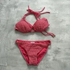 LAETITIA レディース ビキニ 水着 9M ピンク レース ホルターネックのサムネイル