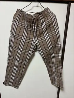 GU ブラウンチェック ワイドパンツ