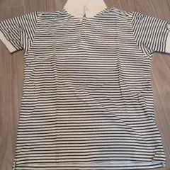 ユニクロ DRY POLO SHIRT L 白と紺のストライプ