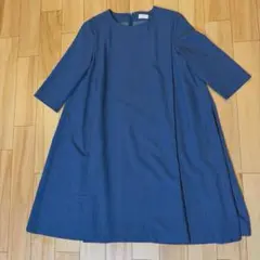 日本製　sono ソーノ　Aライン　ワンピース　ブルー　七分袖