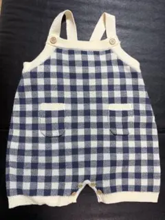 プティマイン　チェック柄オーバーオール80