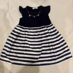 familiar 半袖ワンピース 110 ネイビー/ホワイト