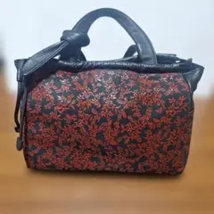 美品 INDENYA 印傳屋 インデンヤ ハンドバッグ 肩掛け 巾着 花模様