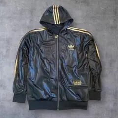 adidas フード付きジャージ CHILE62ブラック/ゴールド　Lサイズ
