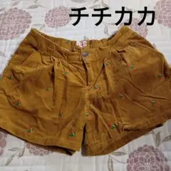 値下げ　TITICA M コーデュロイショートパンツ　鳥　刺繍　キュロット