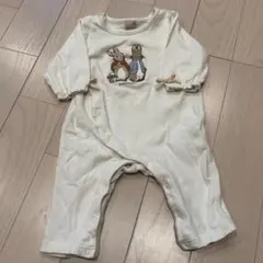 petit main プティマイン　ピーターラビット　ベビーロンパース　白 80
