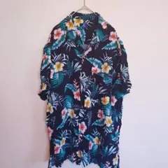 GEORGE トロピカルアロハシャツ 【ＸＬ】花柄 ブルー 緑