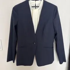 ノーカラージャケット ネイビー 38