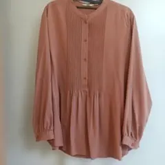 UNIQLO ピンタックブラウス 長袖 ピンクベージュ　大きいサイズXXL