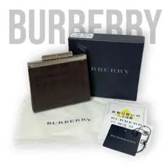 極美品 BURBERRY バーバリー ノバチェック がま口 コインケース レザー